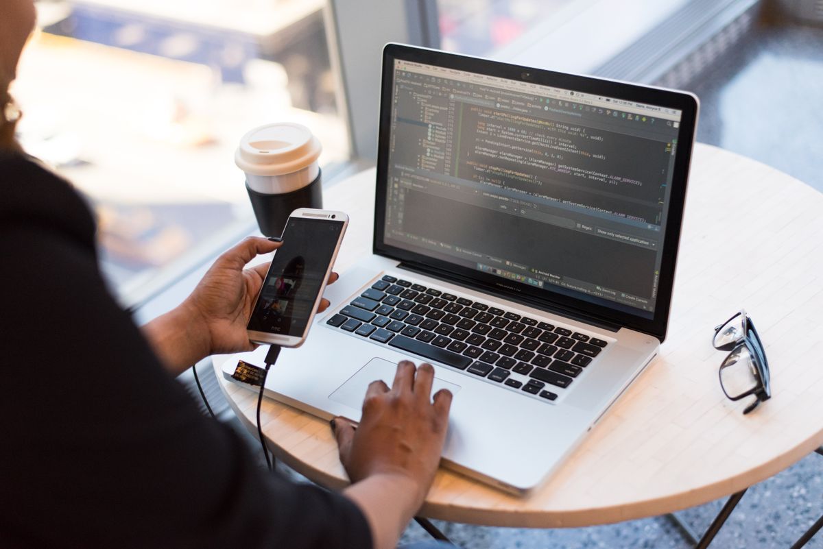 Web developer designing and building a website
