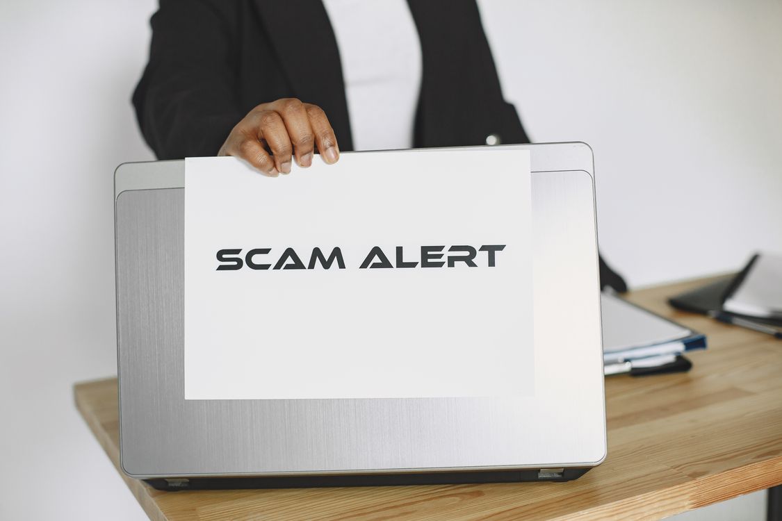 Phishing email on a laptop screen